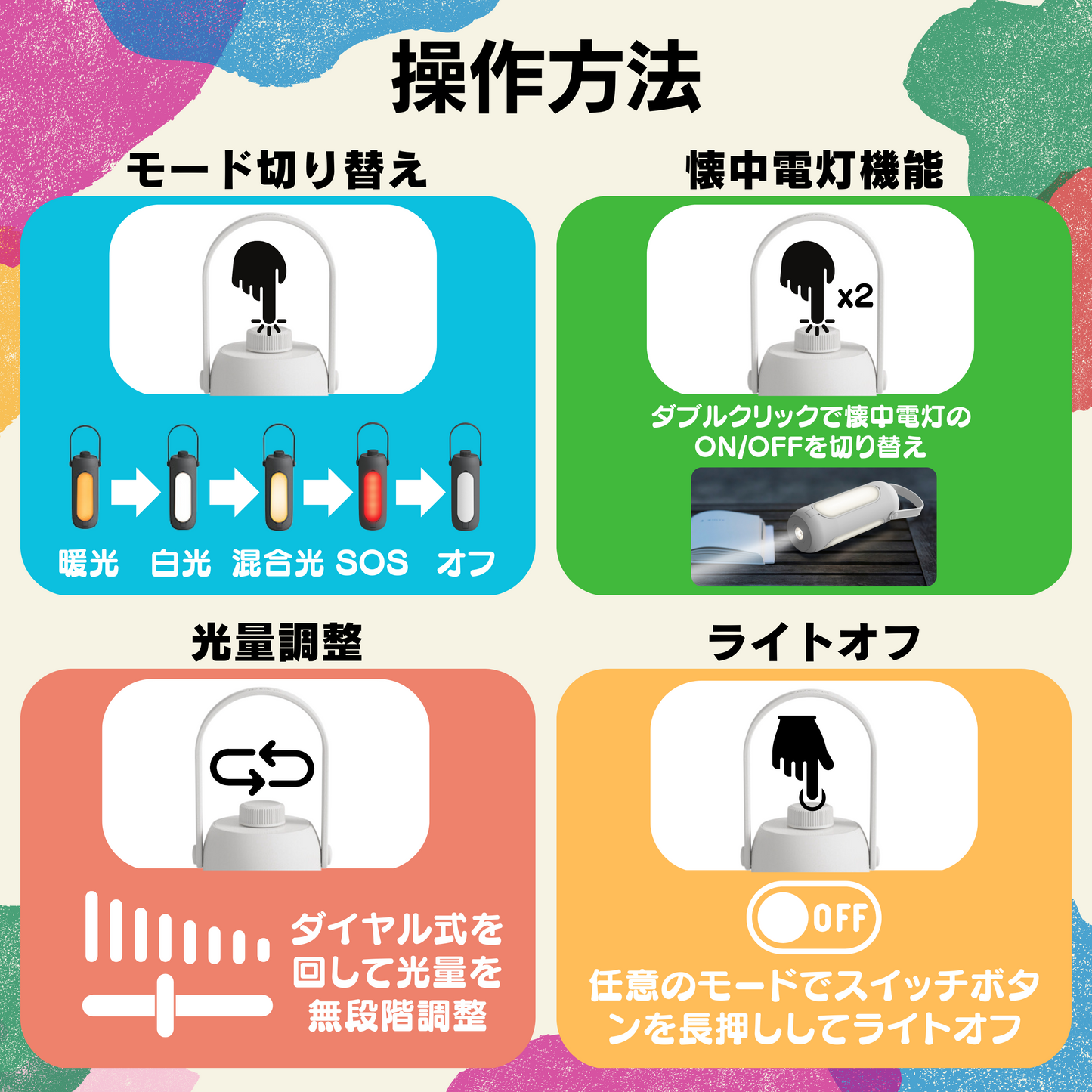 1台6役LEDランタン グレイー