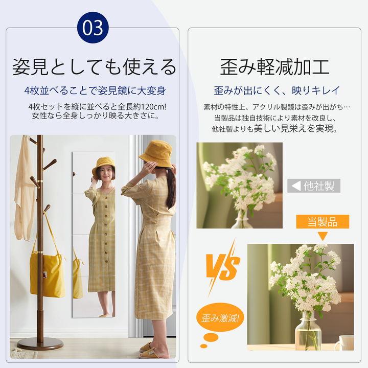 どこでも貼れる割れない鏡】Genki ドアの裏やクローゼットにも 鏡 全身 どこでも貼れる割れない鏡】Genki ドアの裏やクローゼットにも 鏡 全身
