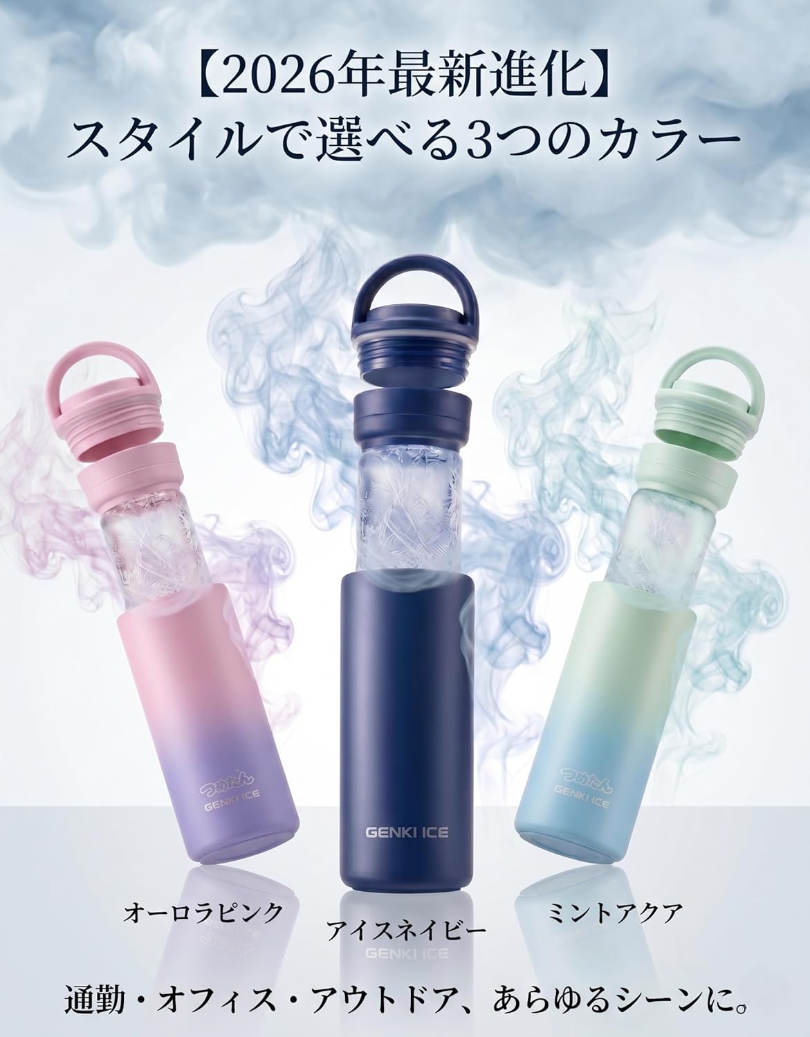 GENKI ICE】氷嚢 水筒型 氷のう 魔法瓶 [-5℃凍結保冷ジェル] 結露