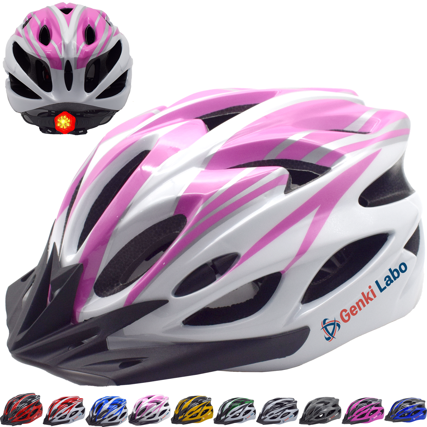 春夏ヘルメット - フリーサイズ、ピンク・ホワイト