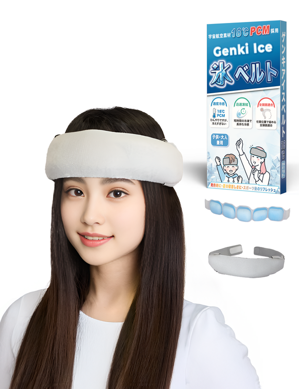Genki Ice アイスベルト 18度PCM おでこ用 熱中症対策 頭ひんやり 冷却グッズ ベルトタイプ 冷感 発熱 熱冷まし 父の日プレゼント スポットクーラー 大人子供兼用